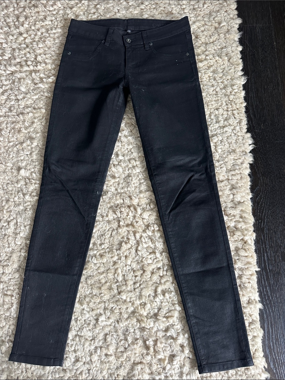 Carmar Women's Black Waxed Skinny Jeans - Great Condition